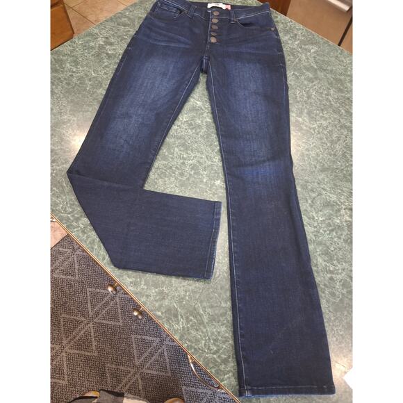 CAbi Denim - Cabi Dark Wash Exposed Button Fly Straight Denim Jeans Size 0 Retro Y2k Grunge